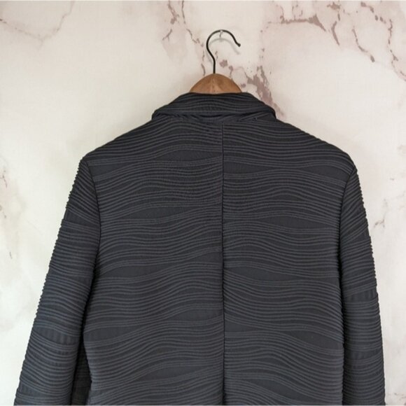 Joseph Ribkoff Jacket Womens Large 14 Black Zip Ribbed Textured Artsy - Picture 6 of 11